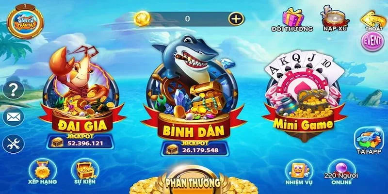 Bắn cá Thần Tài với các phòng game đa chế độ chơi